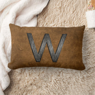 Elegant Masculine Personalized Monogram Tan Brown Lumbar Pillow