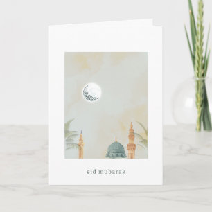 Elegant Masjid An-Nabawi Eid Mubarak Card   Serene
