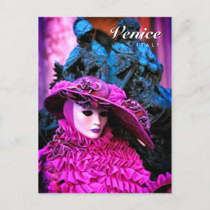 Elegant Masked Carnival Character Postcard