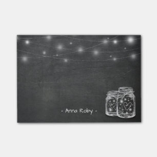 Elegant Mason Jar Vintage String Lights Chalkboard Post-it Notes