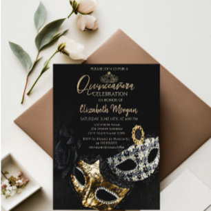 Elegant Masque,Confetti Masquerade Quinceañera Invitation