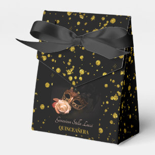 Elegant Masquerade and White Rose Favor Box