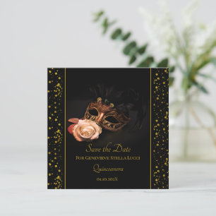 Elegant Masquerade and White Rose Save The Date