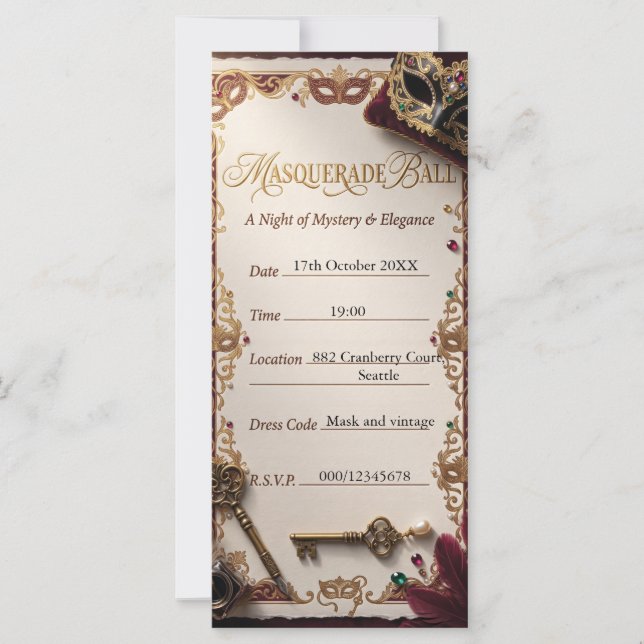 Elegant Masquerade Ball Template  (Front)