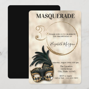 Elegant Masquerade Gold 30th Birthday   Invitation