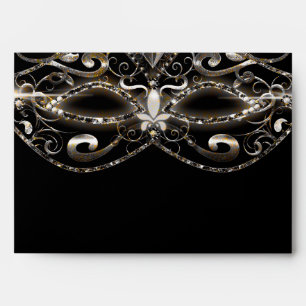 Elegant Masquerade Mardi Gras Black Envelope