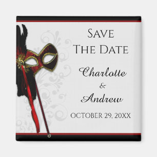 Elegant Masquerade Save The Date Magnet
