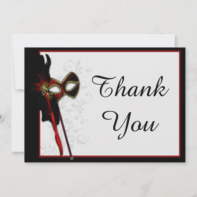 Elegant Masquerade Thank You Card (Front)