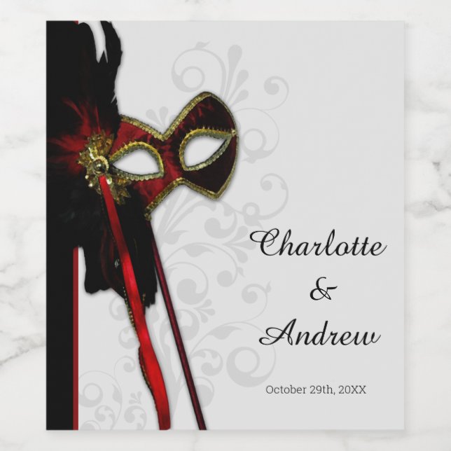 Elegant Masquerade Wine Label (Single Label)