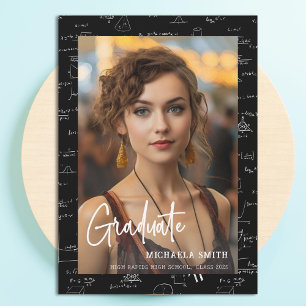 Elegant Math Handwritten Script Photo Graduation  Announcement