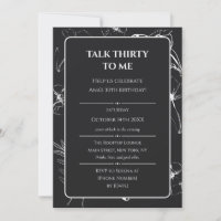 Elegant Matte Black and Alabaster 30th Birthday