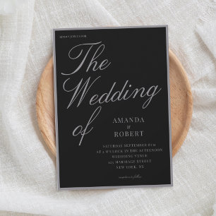 Elegant Matte Black Classy Old Money Wedding Invitation