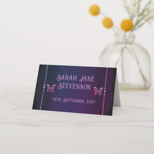 Elegant Mauve and Gold Wedding  Place Card (Front)