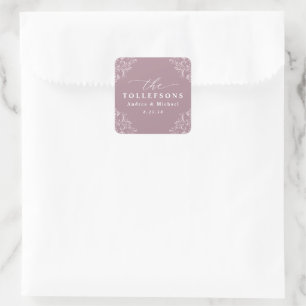 Elegant Mauve Dusty Rose Wedding Classic Square Sticker