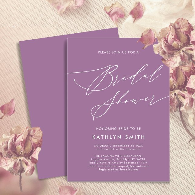 Elegant Mauve Elegant Script Modern Bridal Shower Invitation (Creator Uploaded)