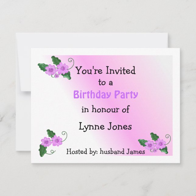 Elegant Mauve Floral Birthday Invitation (Front)