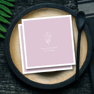Elegant Mauve Floral Wedding Napkins   Minimalist