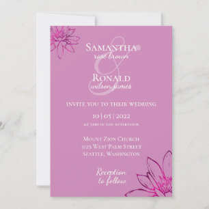 Elégant mauve florale & faire-part de mariage fusc