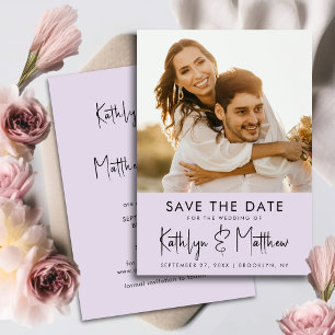 Elegant Mauve Fun Script Modern Photo Wedding Save The Date