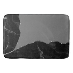 Elegant Mauve Grey Faux Glitter Marble Bath Mat