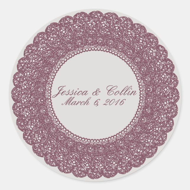 Elegant mauve & grey lace custom sticker (Front)