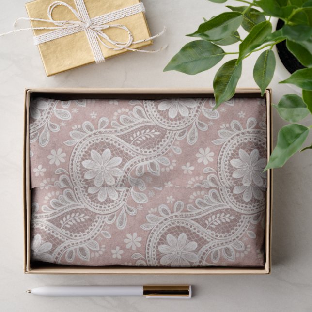 Elegant Mauve Lace Pattern  Tissue Paper (Gift)