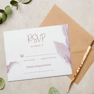 Elegant Mauve Leaf Minimal Wedding RSVP Card