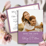 Elegant Mauve Modern Photo Wedding Save The Date Announcement Postcard<br><div class="desc">Elegant Mauve Fun Script Modern Photo Minimalist Wedding Save The Date Announcement Postcard. Let your family, friends and colleagues know that you have set a date for your wedding celebration with this elegant, stylish and modern wedding save the date invitation card. All the texts are pre-arranged for you to personalize...</div>