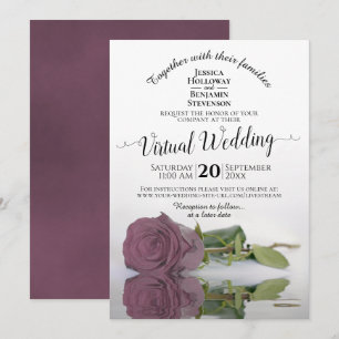 Elegant Mauve Pink Reflecting Rose Virtual Wedding Invitation