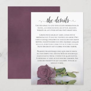 Elegant Mauve Pink Reflecting Rose Wedding Details Enclosure Card