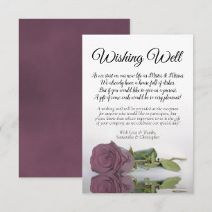 Elegant Mauve Pink Rose Wedding Wishing Well Poem Enclosure Card