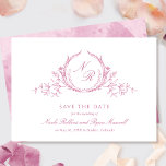Elegant Mauve Pink Watercolor Monogram Calligraphy Save The Date<br><div class="desc">Announce your wedding date with this striking wedding save the date card featuring exquisite hand drawn botanical monogram elegantly framing couples initials in mauve pink hues. Simple, elegant, timeless and clean style with hand written calligraphy details. Back with beautiful watercolor wash background in mauve pink and berry hues and extra...</div>