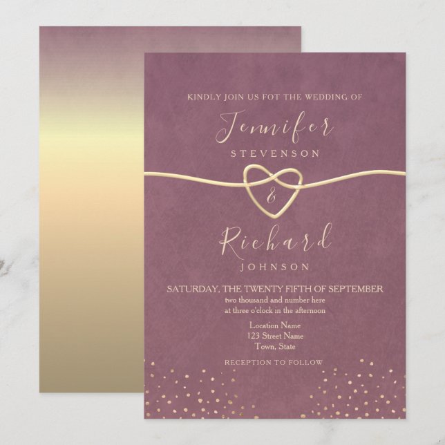 Elegant Mauve Purple Wedding Invitation (Front/Back)