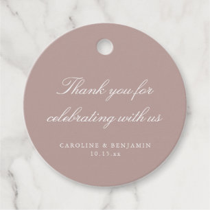 Elegant Mauve Script Wedding Custom Thank You Favour Tags