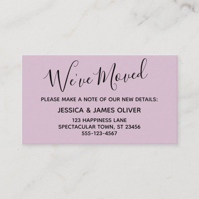 Elegant, Mauve Typography "We've Moved" Card (Front)
