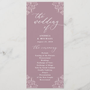 Elegant Mauve Vintage Classic Wedding Programs