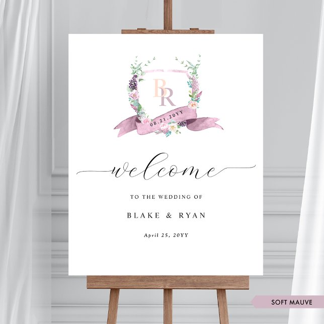 Elégant Mauve violet Monogram Mariage Affiche de b (Créateur téléchargé)