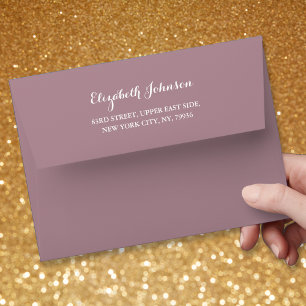 Elegant Mauve Wedding Invitation Pre Addressed Envelope