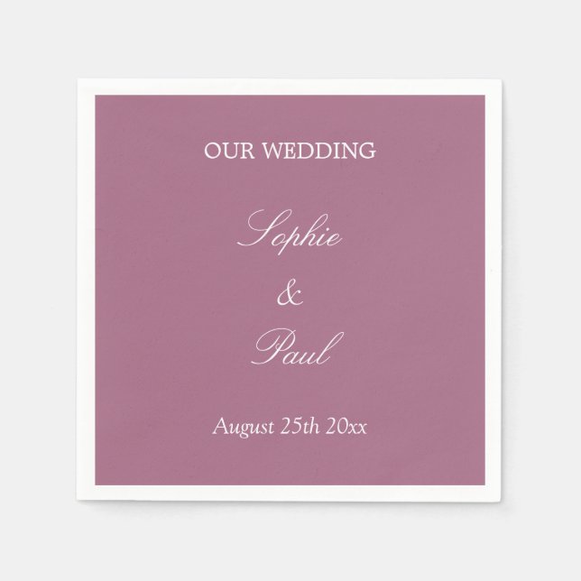 Elegant Mauve Wedding Napkins (Front)