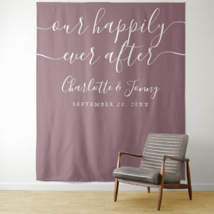 Elegant Mauve Wedding Photo Backdrop Tapestry