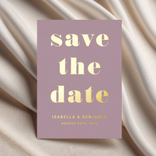 Elegant Mauve Wedding Save The Date Gold