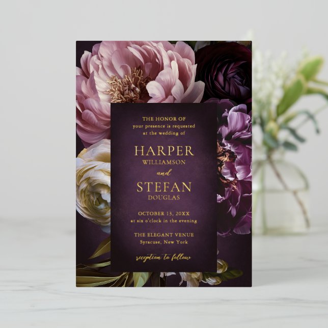 Elegant Maximalist Purple Floral Wedding (Standing Front)