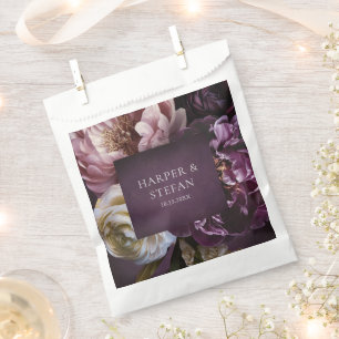 Elegant Maximalist Purple Floral Wedding Favour Bag