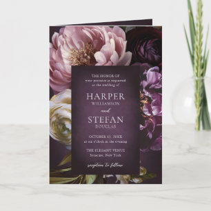 Elegant Maximalist Purple Floral Wedding Invitation