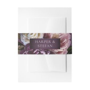 Elegant Maximalist Purple Floral Wedding Invitation Belly Band