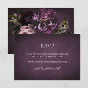 Elegant Maximalist Purple Floral Wedding RSVP Card