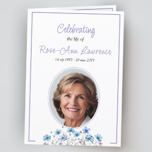Elegant Meadow flowers funeral folded Program