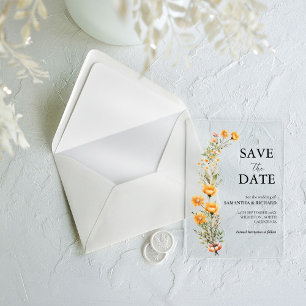Elegant Meadow  Wildflower Wedding Save The Date Acrylic Invitations