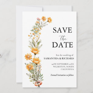 Elegant Meadow  Wildflower Wedding Save The Date Invitation