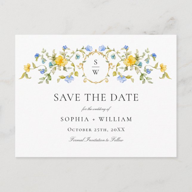 Elegant Meadow Wildflowers Wedding Save the Date Postcard (Front)
